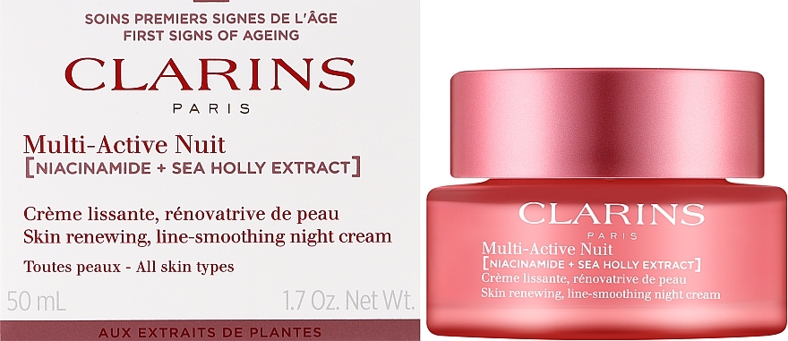 Nachtcreme für alle Hauttypen - Clarins Multi-Active Jour Niacinamide+Sea Holly Extract Glow Boosting Line-Smoothing Night Cream — Bild N2