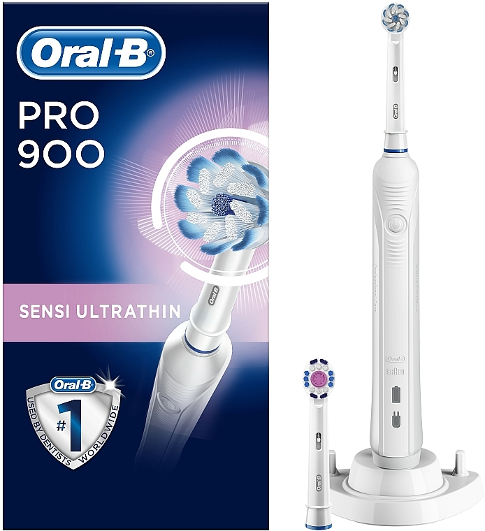 Mundpflegeset - Oral-B Pro 900 Sensi UltraThin D16.524.3U (Elektrische Zahnbürste + Ersatzköpfe für elektrische Zahnbürste 2 St. + Zahnbürsten-Ladegerät 1 St.) — Bild N2