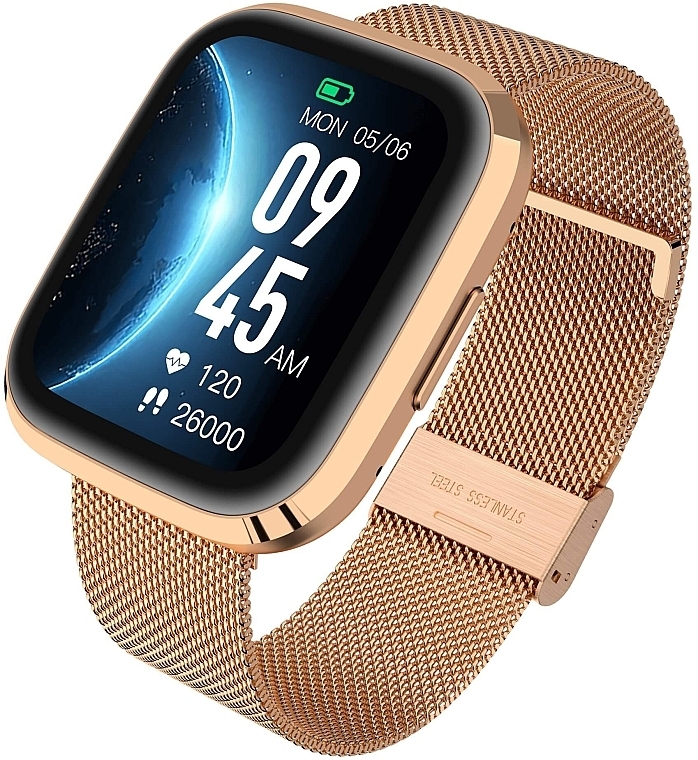 Smartwatch goldenes Metall - Garett Smartwatch GRC STYLE Gold Steel  — Bild N2