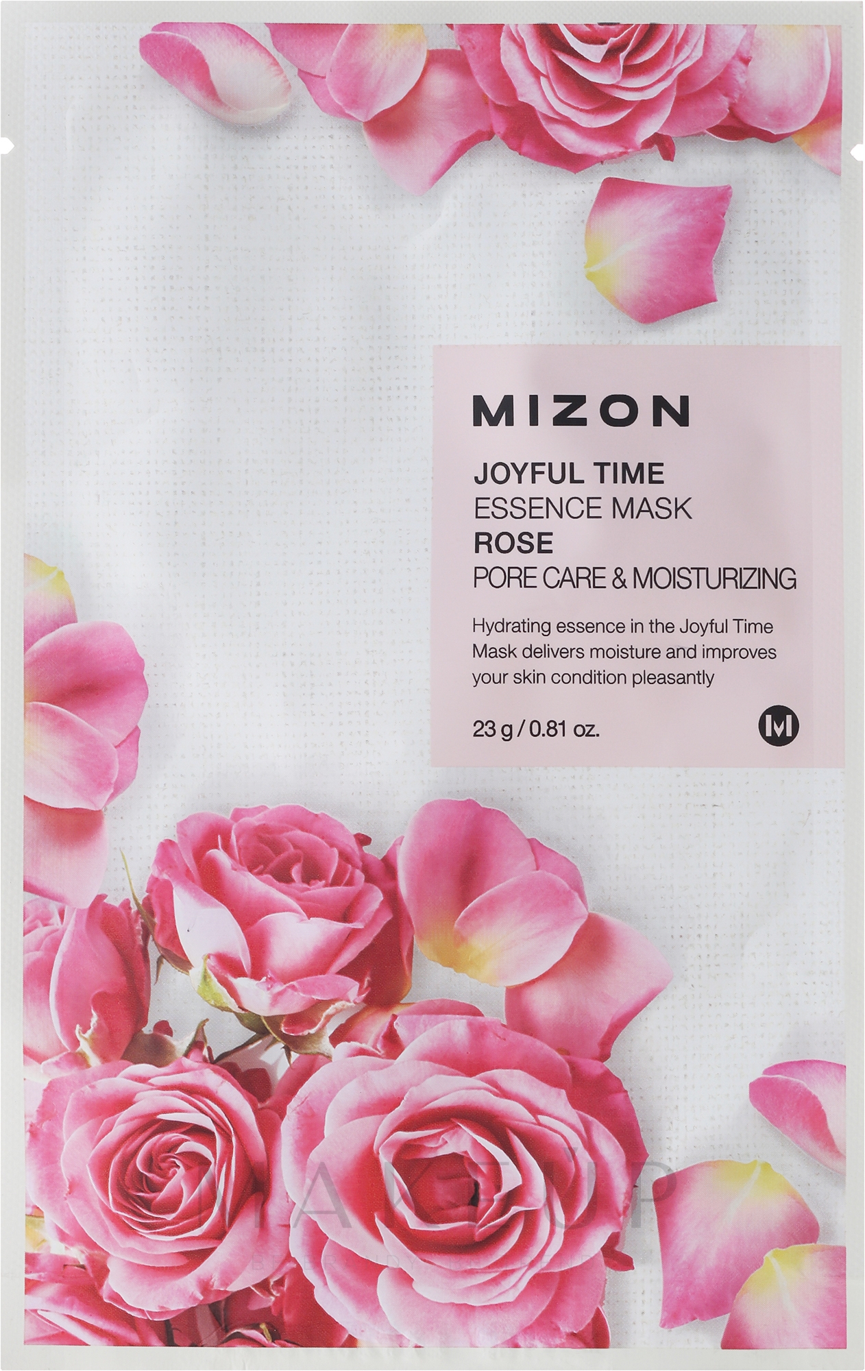 Feuchtigkeitsspendende Tuchmaske für das Gesicht mit Rosenextrakt - Mizon Joyful Time Essence Mask Rose — Foto 23 g