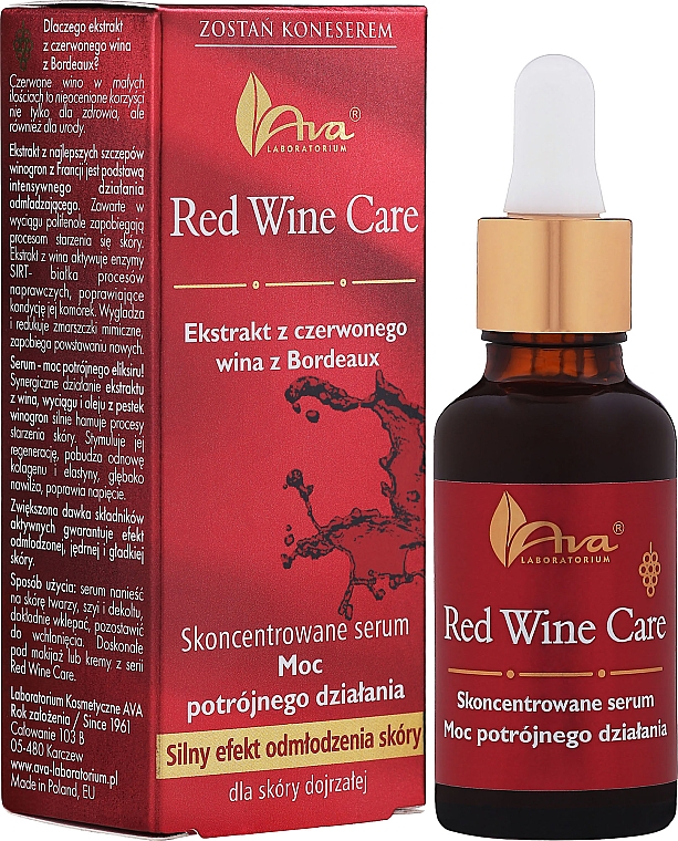 Intensiv verjüngendes konzentriertes Gesichtsserum mit Rotweinextrakt für reife Haut - AVA Laboratorium Red Wine Care Concentrated Serum — Bild N2