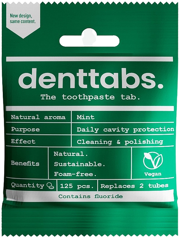 Zahnreinigungstabletten Minze mit Fluor - Denttabs Teeth Cleaning Tablets Mint With Fluoride — Bild N1