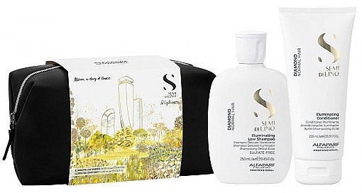 Geschenkset in praktischer Kosmetiktasche (Shampoo 250 ml + Conditioner 200 ml + Kosmetiktasche 1 St.) - Alfaparf Diamond Holiday 2024 — Bild N1