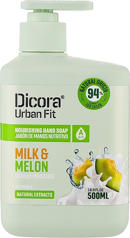 Flüssige Handseife mit Vitamin A und Milch- und Meloneduft - Dicora Urban Fit Nourishing Hand Soap Bio Milk & Melon — Bild N1