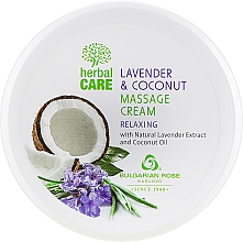 Düfte, Parfümerie und Kosmetik Entspannende Massagecreme für den Körper mit Lavendelextrakt und Kokosnussöl - Bulgarian Rose Herbal Care Lavender & Cococnut Massage Cream