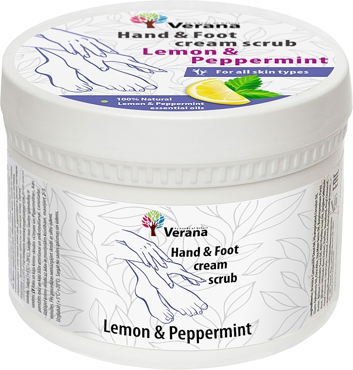 Schützendes Creme-Peeling für Hände und Füße Zitrone und Minze - Verana Protective Hand & Foot Cream-scrub Lemon & Peppermint — Bild N1