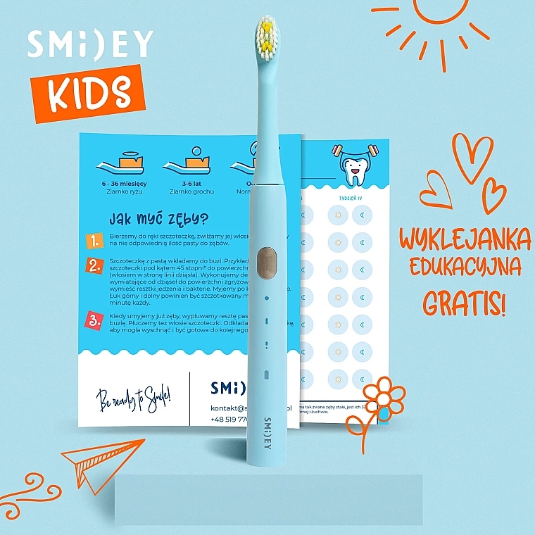 Elektrische Schallzahnbürste für Kinder blau - Smiley Light Kids  — Bild N4