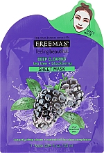 Düfte, Parfümerie und Kosmetik Tiefenreinigende Tuchmaske für fettige Haut mit Brombeere und Teebaumwasser - Freeman Sheet Mask