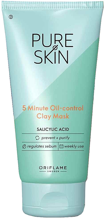 Beruhigende Gesichtsreinigungsmaske mit Salicylsäure und Tonerde gegen Akne für fettige Haut - Oriflame Pure Skin 5 Minute Oil-control Clay Mask — Bild N1