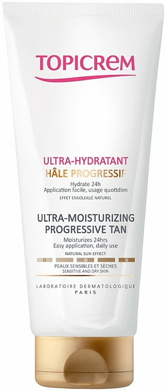 Feuchtigkeitsspendende Selbstbräunermilch für trockene und empfindliche Haut - Topicrem Ultra-Moisturizing Progressive Tan — Bild N1