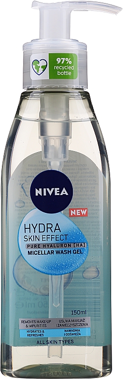 Erfrischendes und feuchtigkeitsspendendes Mizellen-Gesichtswaschgel mit Hyaluronsäure - Nivea Hydra Skin Effect Micellar Wash Gel — Bild N4