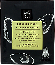 Düfte, Parfümerie und Kosmetik Feuchtigkeitsspendene und beruhigende Tuchmaske mit Avocadoöl - Apivita Express Beauty Tissue Face Mask Avocado