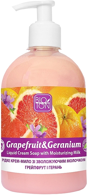 Flüssige Cremeseife mit Grapefruit und Geranie - Bioton Cosmetics Active Fruits Grapefruit & Geranium Soap — Bild N1