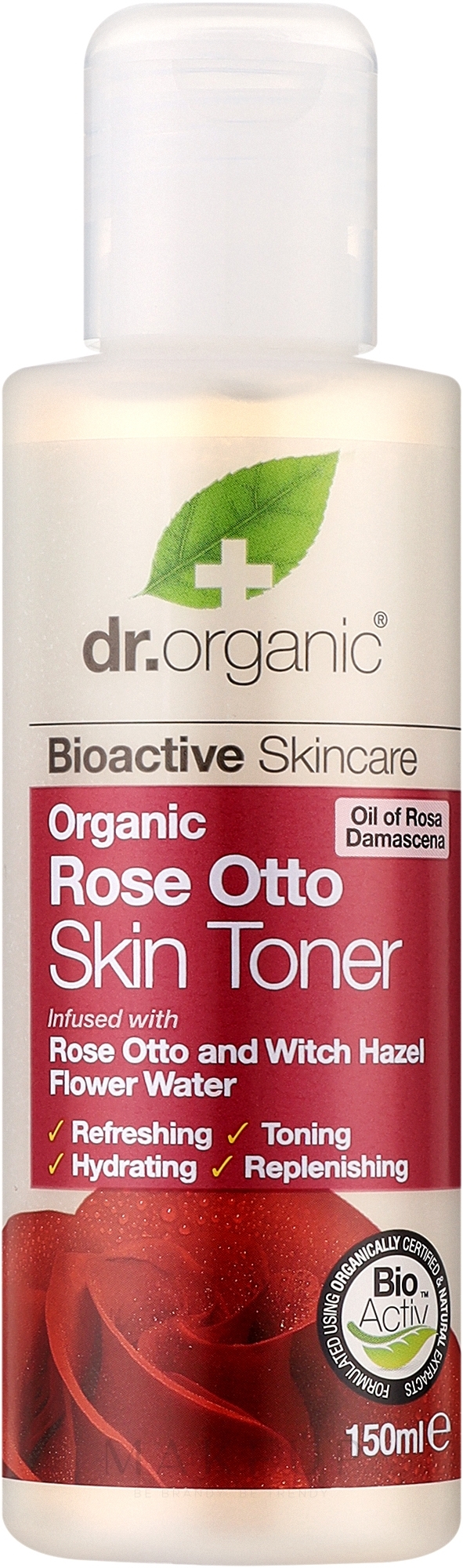 Erfrischendes Gesichtstonikum mit Rose Otto und Zaubernuss - Dr. Organic Bioactive Skincare Rose Otto Skin Toner — Bild 150 ml