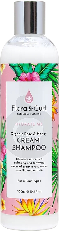 Creme-Shampoo mit Rosenwasser und Honig - Flora & Curl Hydrate Me Rose & Honey Cream Shampoo — Bild N1
