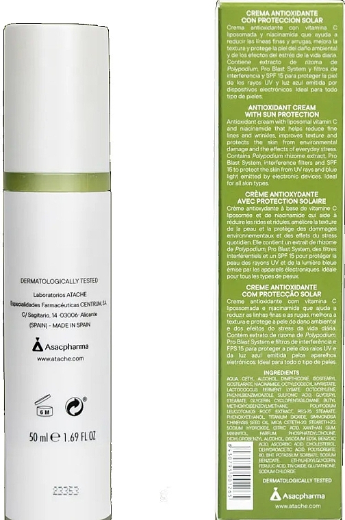 Sonnenschutzcreme mit Antioxidantien - Atache C Vital Blast Antioxidant & Cellular Protection Cream — Bild N2