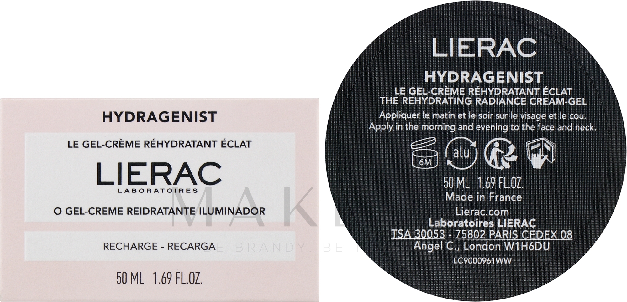 Feuchtigkeitsspendendes Gesichtscreme-Gel - Lierac Hydragenist The Rehydrating Radiance Cream-Gel Refill (Refill)  — Bild 50 ml