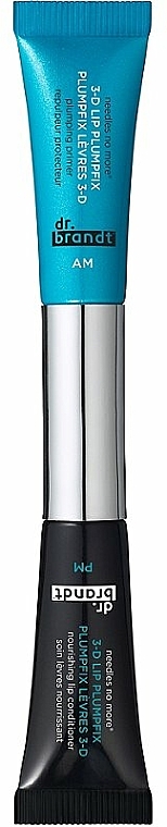 2in1 Lippenbalsam mit natürlichen Buttern und Ölen & Lippenprimer für mehr Volumen mit Hyaluronsäure und Peptiden - Dr. Brandt Needles No More 3-D Lip Plumpfix — Bild N1