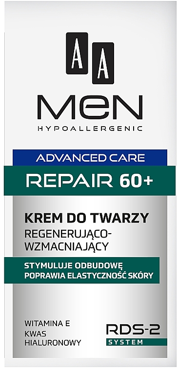Regenerierende und stärkende Gesichtscreme mit Vitamin E und Hyaluronsäure für Männer 60+ - AA Men Advanced Repair 60+ Face Cream — Bild N3