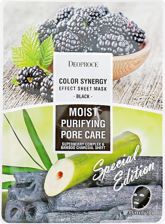 Tuchmaske für das Gesicht - Deoproce Color Synergy Effect Sheet Mask Black — Bild N1