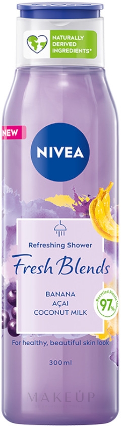 Duschgel mit Banane, Acai-Beeren und Kokosmilch - Nivea Fresh Blends Refreshing Shower Banana Acai Coconut Milk — Bild 300 ml