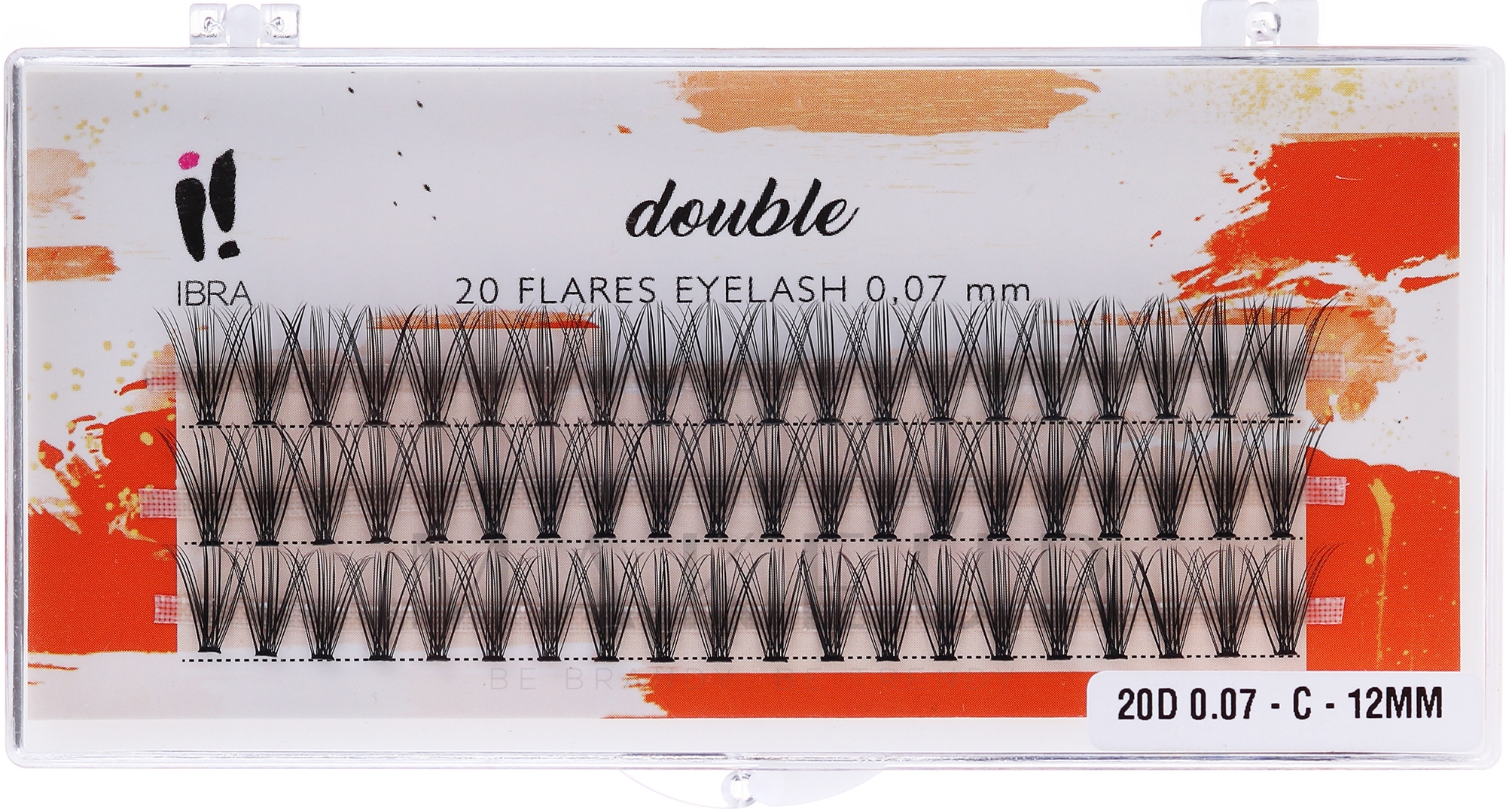 Wimpernbüschel-Set C 12 mm - Ibra 20 Flares Eyelash Knot Free Double — Bild 60 St.