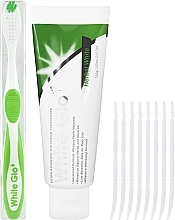 Düfte, Parfümerie und Kosmetik Set mit Bürste grün-weiß - White Glo Herbal White Set (t/paste/100ml + t/brush/1pc + dental/flosser)