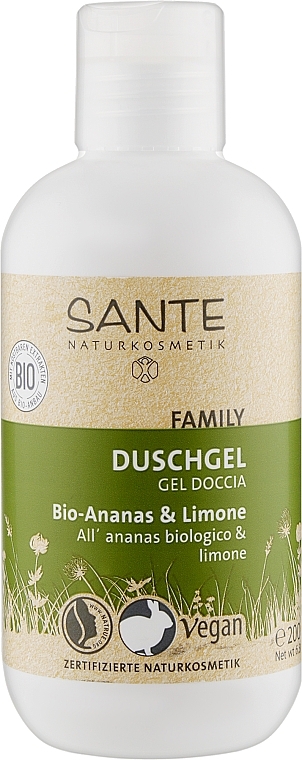 Duschgel für die ganze Familie mit Bio Ananas und Zitrone - Sante Family Shower Gel Pineapple & Lemon