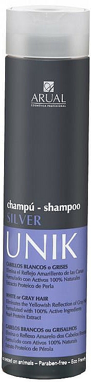 Shampoo gegen Gelbtöne für helles, gefärbtes und graues Haar - Arual Unik Silver Shampoo — Bild N1