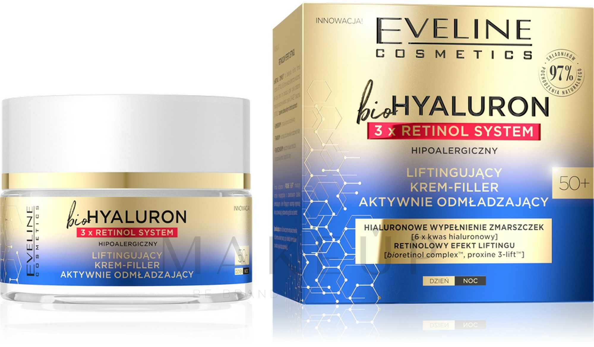 Lifting-Creme mit Retinol 50+ - Eveline Cosmetics BioHyaluron 3xRetinol System 50+ — Bild 50 ml