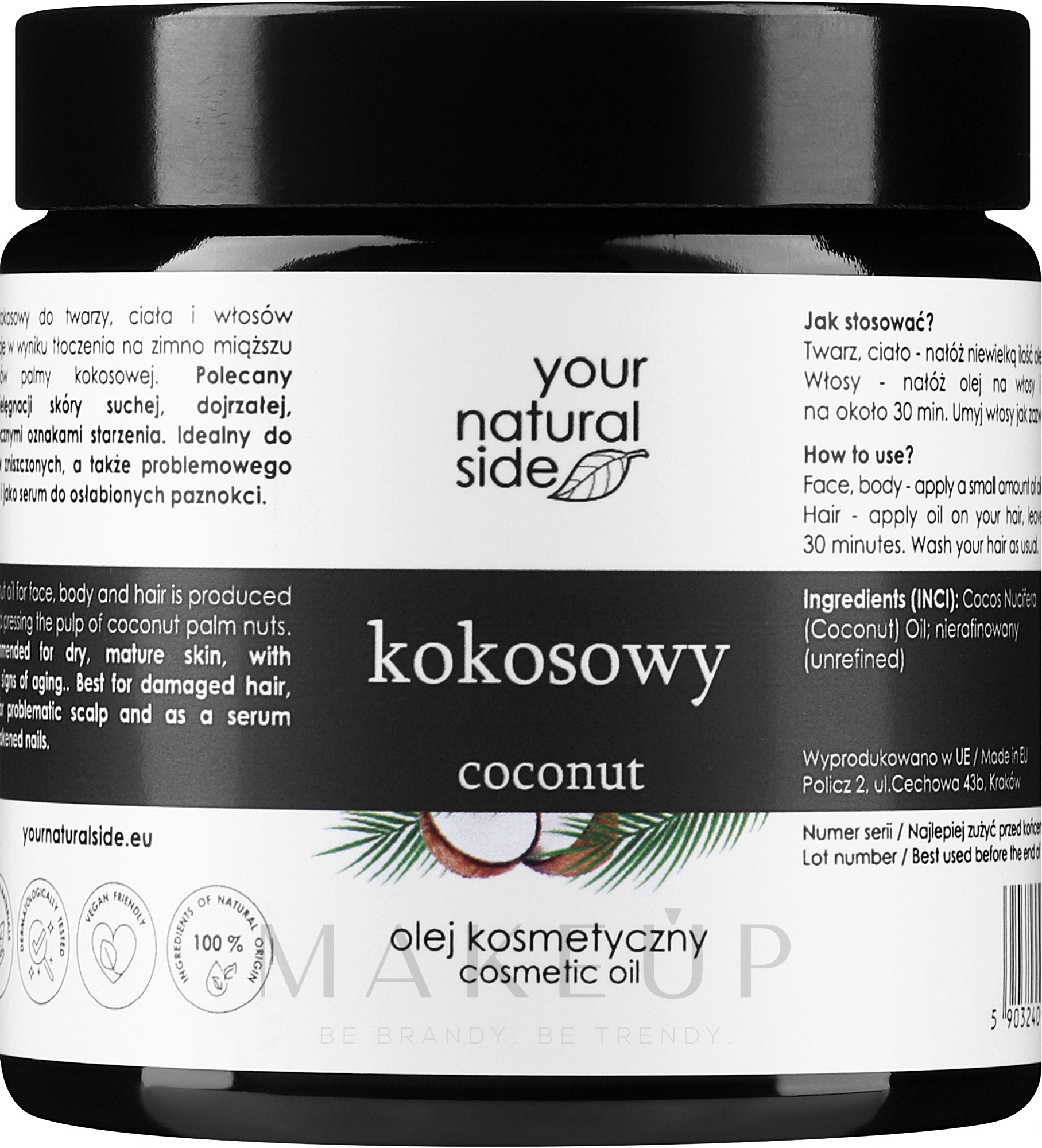 100% natürliches Kokosnussöl - Your Natural Side Olej — Bild 100 ml