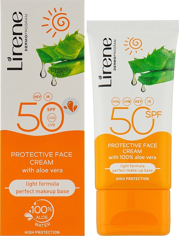Sonnenschutzcreme für das Gesicht mit Aloe Vera - Lirene Sun Care Emulsion SPF 50 — Bild N2