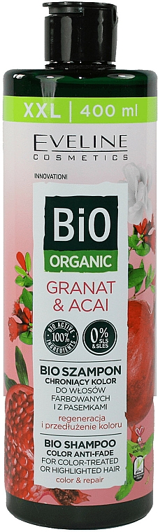 Regenerierendes Farbschutz-Shampoo für coloriertes Haar mit Granatapfel und Acai-Beere - Eveline Cosmetics Bio Organic Pomegranate & Acai Color Anti-Fade Shampoo — Bild N1