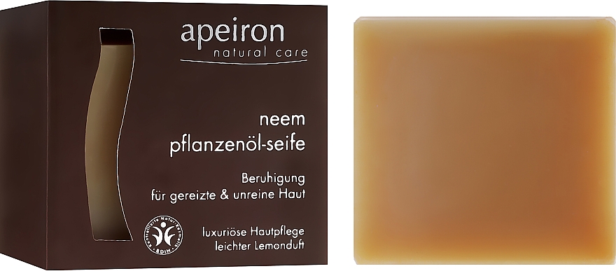 Beruhigende Pflanzenöl-Seife für gereizte und unreine Haut mit Lavandelduft - Apeiron Neem Plant Oil Soap — Bild N1