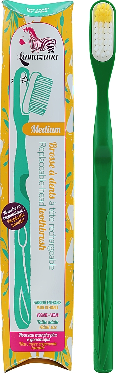 Zahnbürste aus Bioplastik mit austauschbarem Kopf mittel, grün - Lamazuna Toothbrush — Bild N2