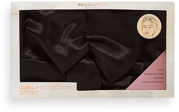 Haarturban aus Satin - Revolution Haircare Satin Hair Wrap Black — Bild N2