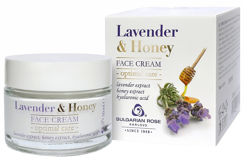 Pflegende Gesichtscreme mit Lavendel, Honig und Hyaluronsäure - Bulgarian Rose Lavender & Honey Cream — Bild N1