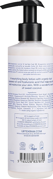 Nährende und feuchtigkeitsspendende Körperlotion mit Kokosnussöl und Hyaluronsäure für normale Haut - Urtekram Coconut Body Lotion Organic — Bild N2