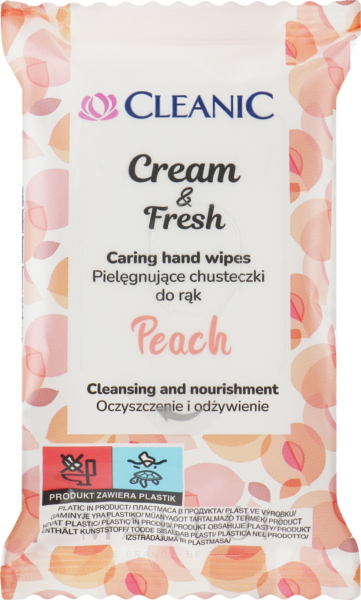 Erfrischende Feuchttücher mit Pfirsich - Cleanic Cream & Fresh Peach — Bild 15 St.