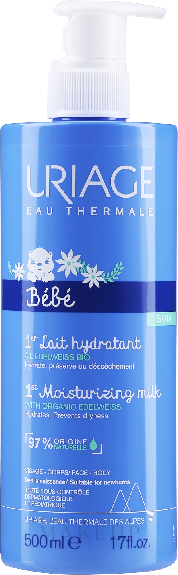 Sanfte feuchtigkeitsspendende Körper- und Gesichtsmilch für Kinder und Babys - Uriage Babies 1 er Lait Hydratante — Bild 500 ml