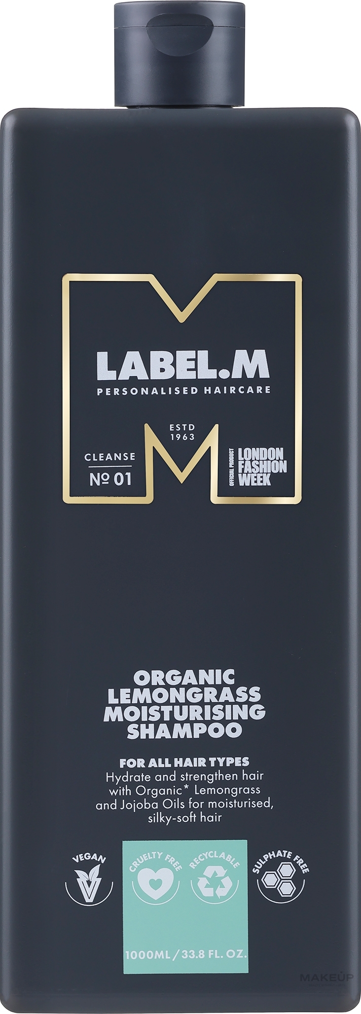 Feuchtigkeitsspendendes Haarshampoo - Label.m Professional Organic Lemongrass Moisturising Shampoo — Bild 1000 ml
