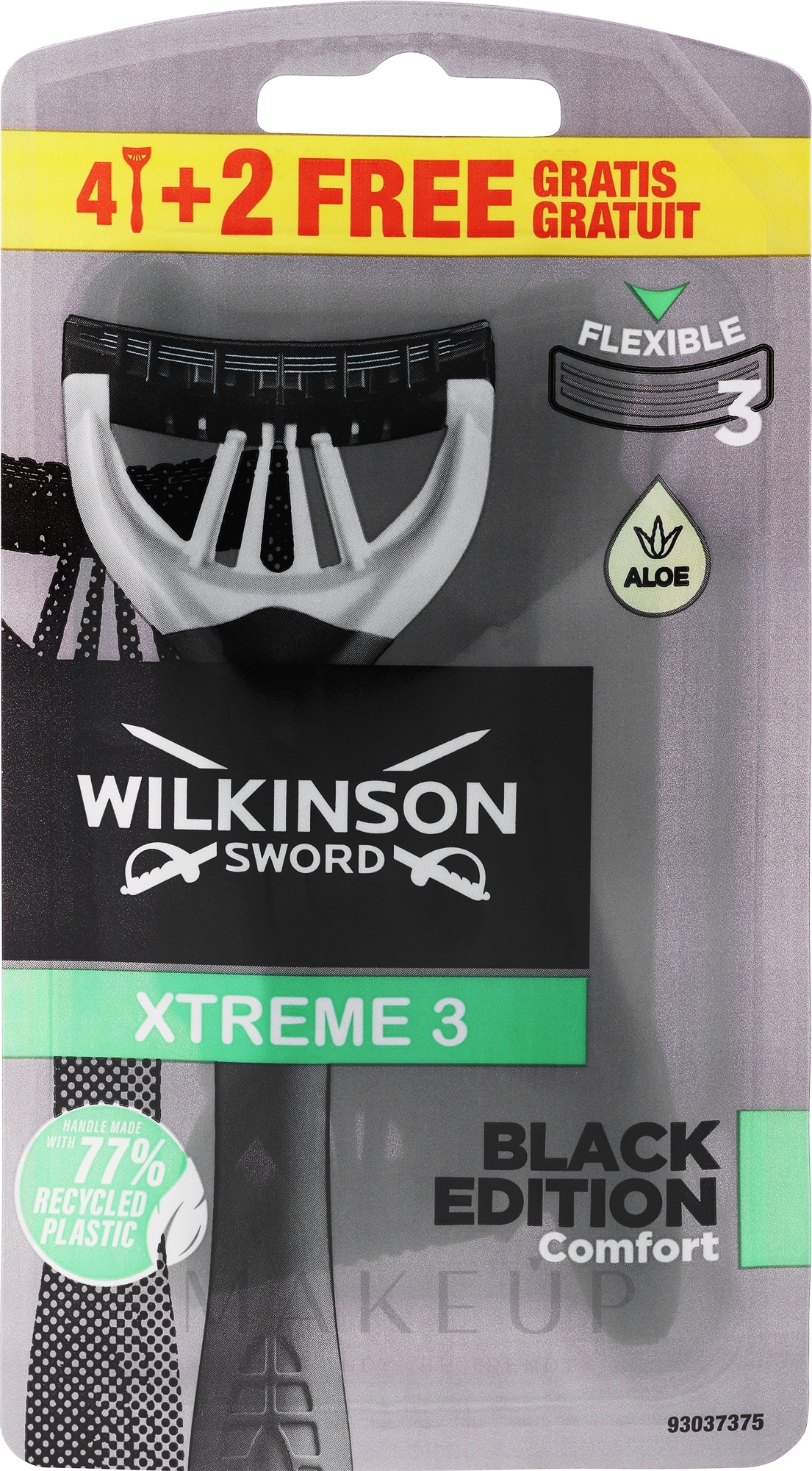 Einweg-Rasierset 4+2 St. - Wilkinson Sword Xtreme 3 Black Edition — Bild 6 St.