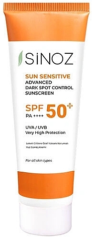 Sonnenschutzcreme für das Gesicht gegen dunkle Flecken  - Sinoz Sun Sensitive Advanced Dark Spot Control SPF 50+  — Bild N1