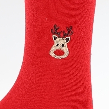 Lange Damensocken rot mit Hirsch - Moraj — Bild N2