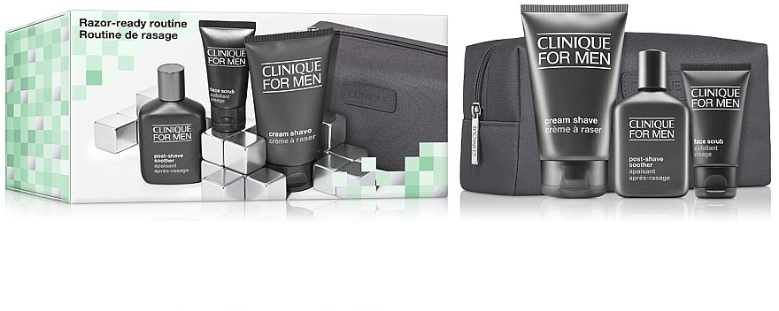 Set - Clinique Razor-Ready Routine Set (cr/shave/125ml + scrub/30ml + lot/75ml + bag) — Bild N1