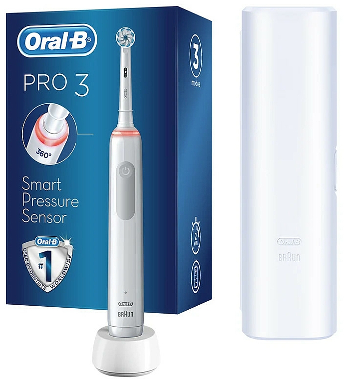 Elektrische Zahnbürste mit weißem Etui - Oral-B Pro 3 — Bild N1