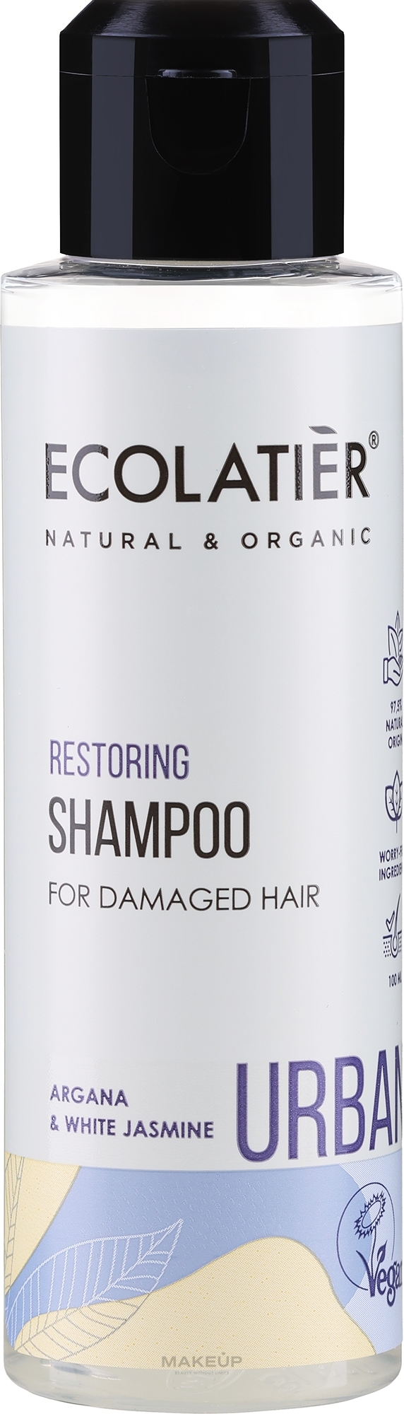 Regenerierendes Shampoo mit Argan und weißem Jasmin für strapaziertes Haar - Ecolatier Urban Restoring Shampoo — Foto 100 ml
