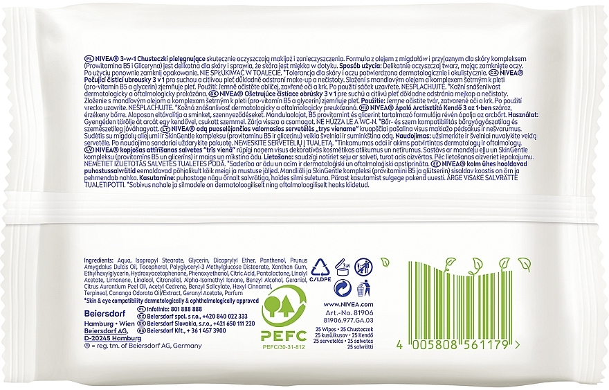 3in1 Biologisch abbaubare Gesichtsreinigungstücher zum Abschminken - Nivea Biodegradable Cleansing Wipes 3in1 — Bild N2